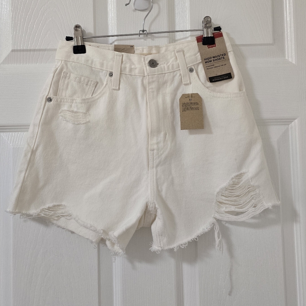 Levi's Original White High Waisted Mom Jean Shorts New Size 25 - Picture 4 of 8